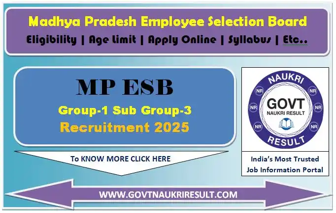 Image from Govt Naukri Result: MPESB Group I Sub Group III Various Post Recruitment Test 2024 Apply O...