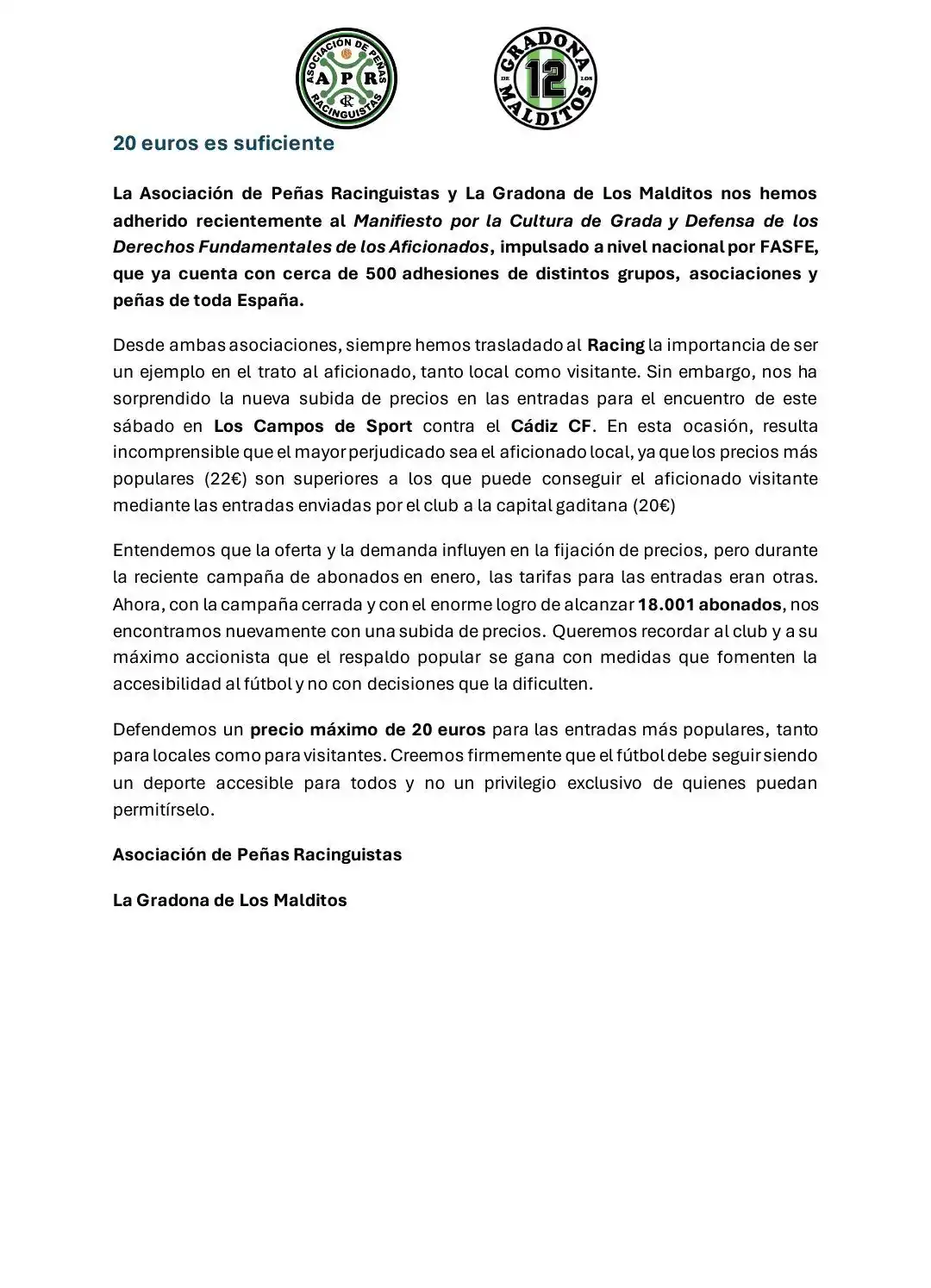 Image from GRADONA DE LOS MALDITOS : Nos da igual que sea como visitante o como local, luchamos por un <a c...