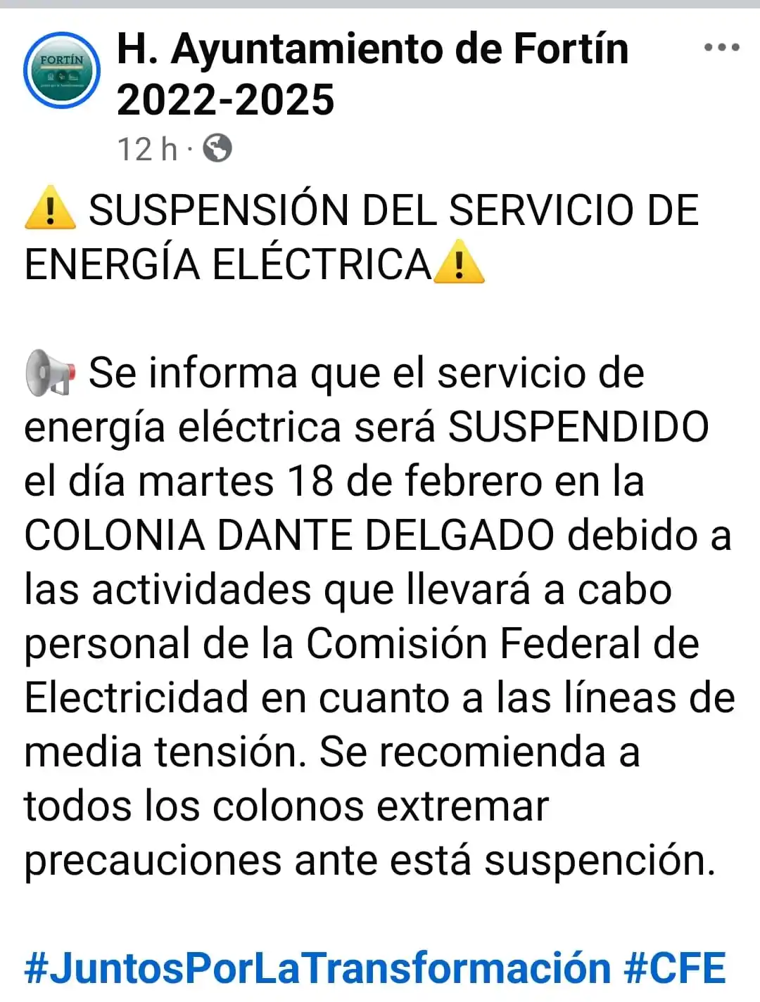 H. Ayuntamiento de Fortín 2022-2025 post