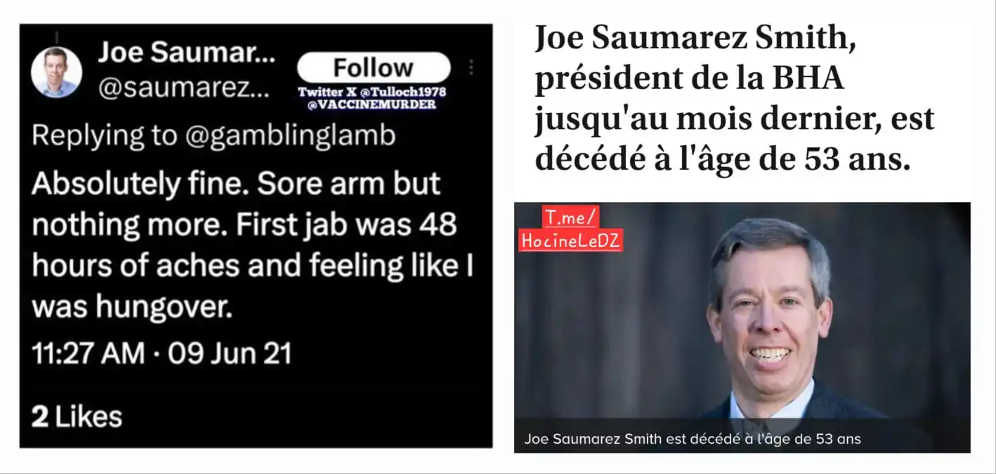 Image from Hocine Le DZ: 🏴💉☠️❓️| « Joe Saumarez Smith, ancien président de la Bri...
