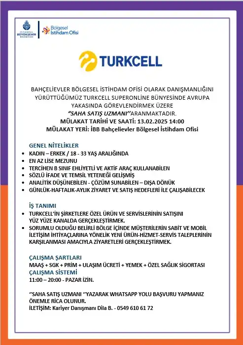 İBB BAHÇELİEVLER BÖLGESEL İSTİHDAM OFİSİ post