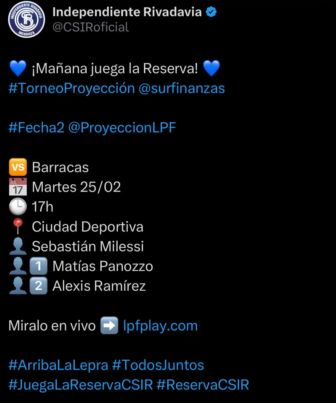 Independiente Rivadavia Fans post