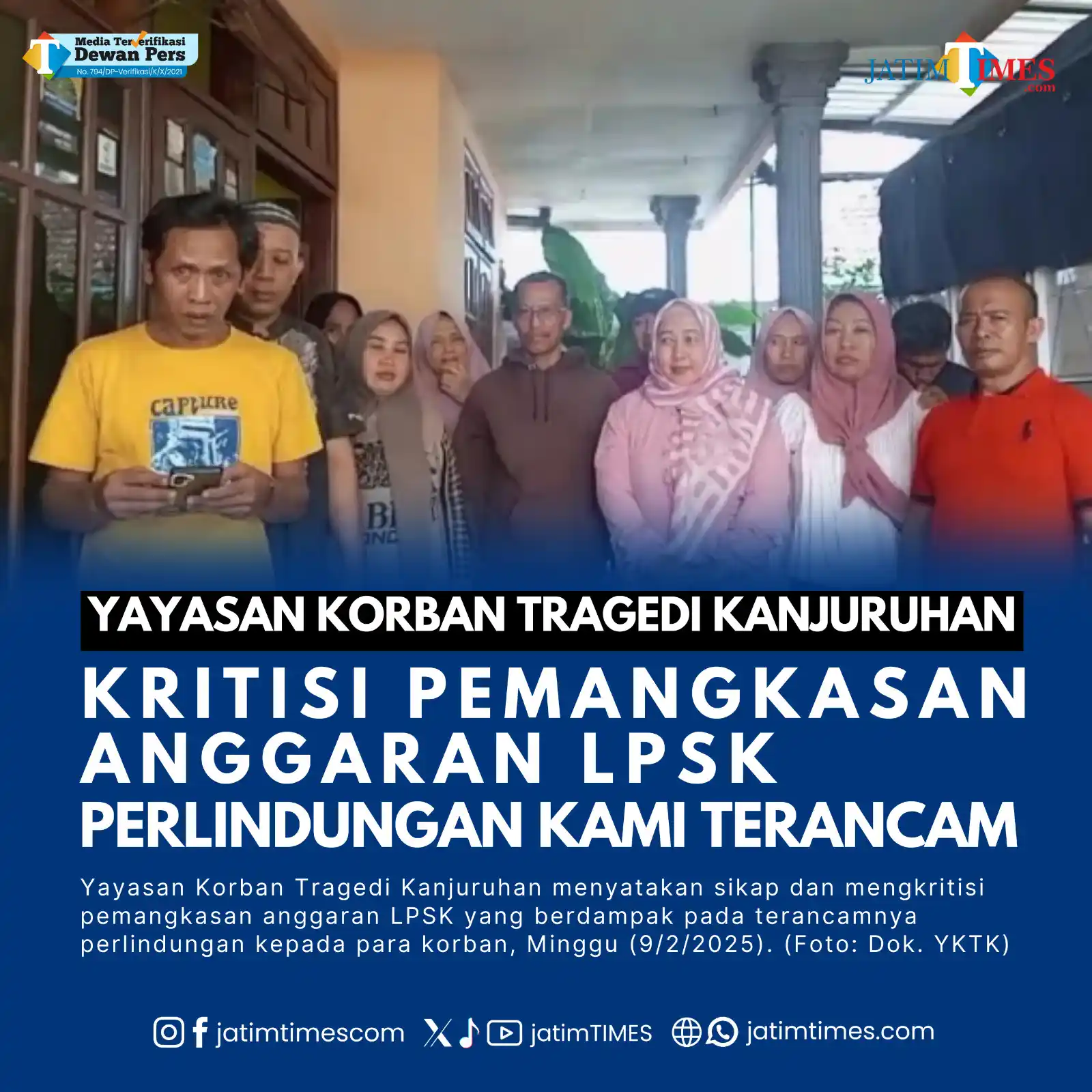 Image from Jatimtimes.com: Yayasan Korban Tragedi Kanjuruhan atau YKTK mengkritisi kebijakan efis...