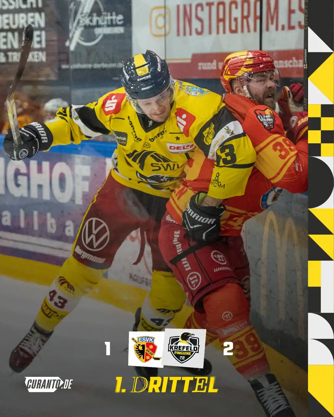Image from Krefeld Pinguine: Solider Auftakt in Kaufbeuren. Captain Alex Weiß und Goldhelm Max Newt...