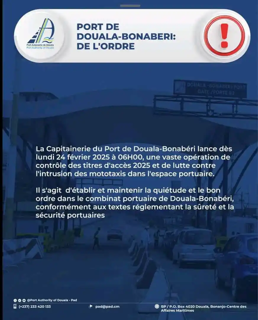 Image from La Voix Des Entreprises: *PORT DE DOUALA-BONABERI : l'ordre doit régner* La Capitainerie du Po...