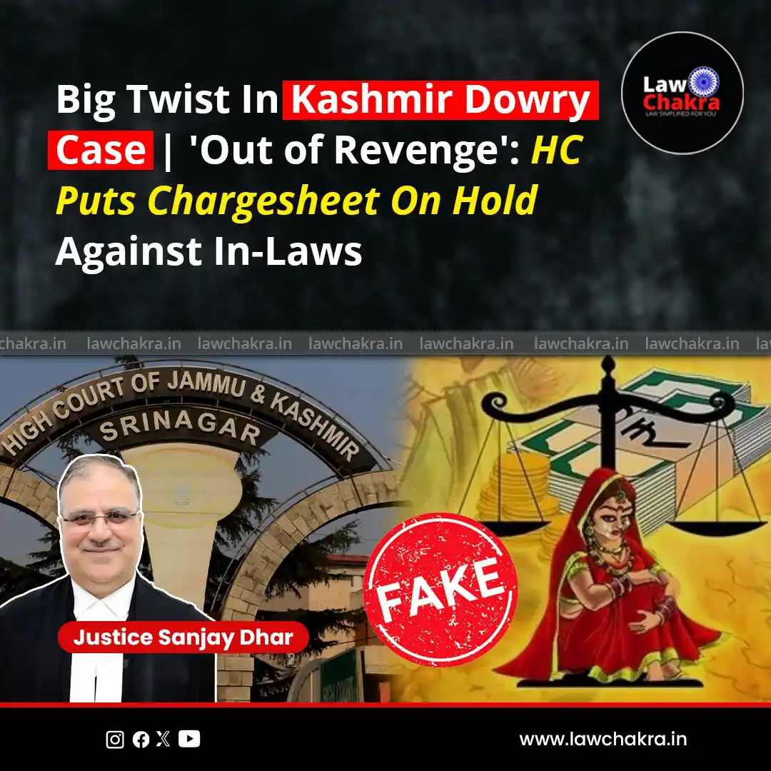 Image from LawChakra: Jammu & Kashmir and Ladakh HC (Srinagar Bench) has stayed the filing o...