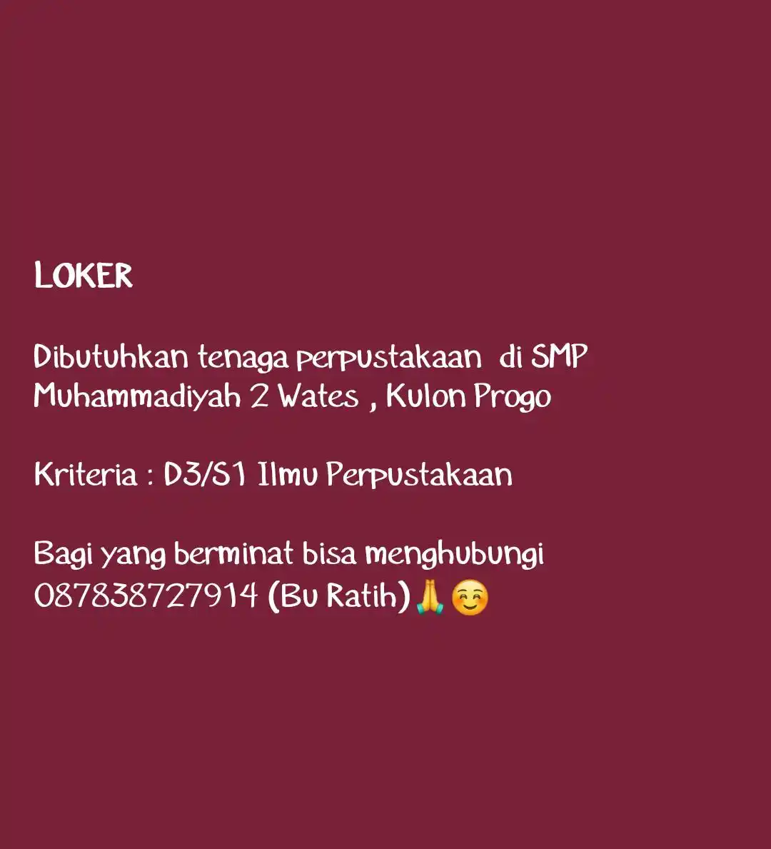 Lowongan Pustakawan post