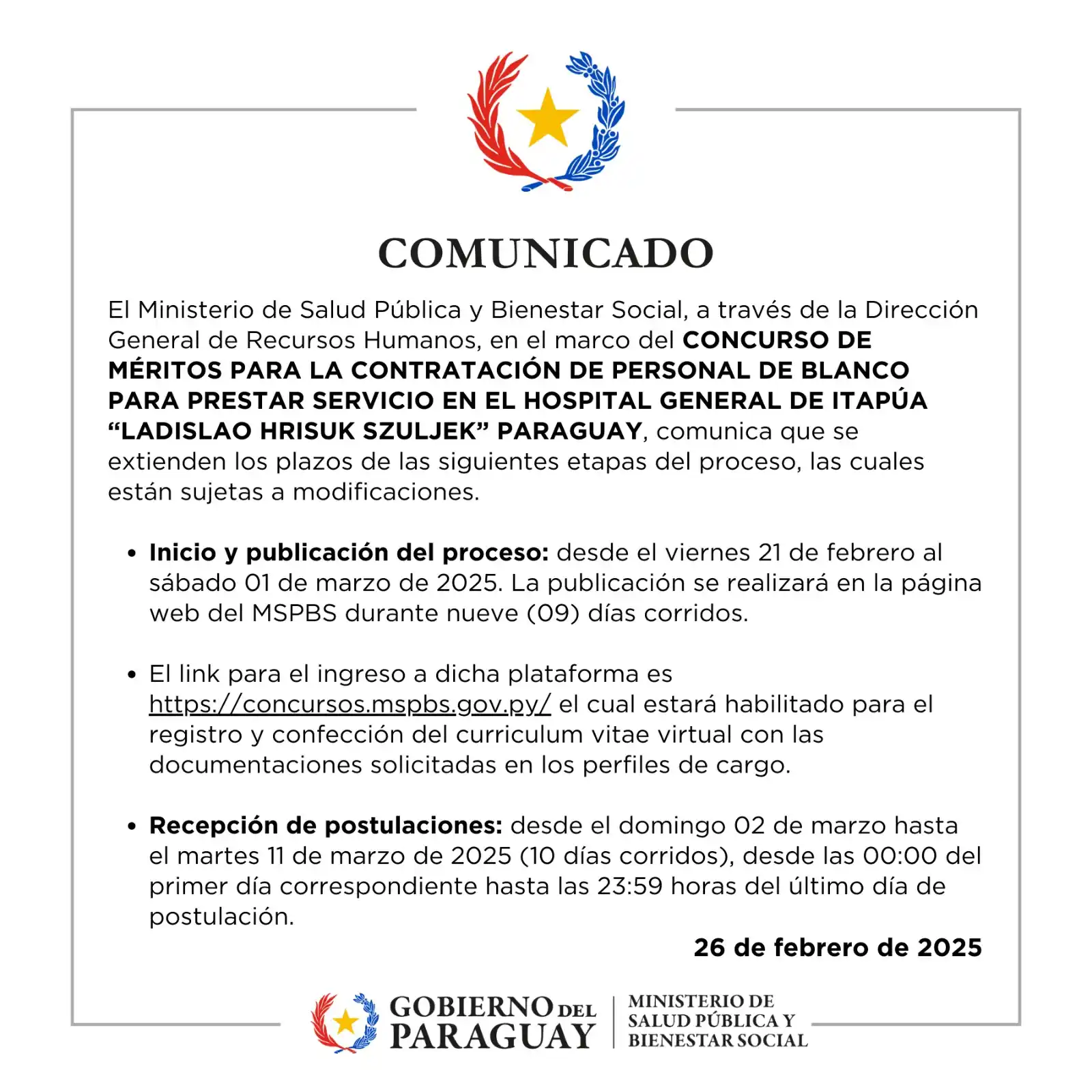 Ministerio de Salud 🇵🇾 post
