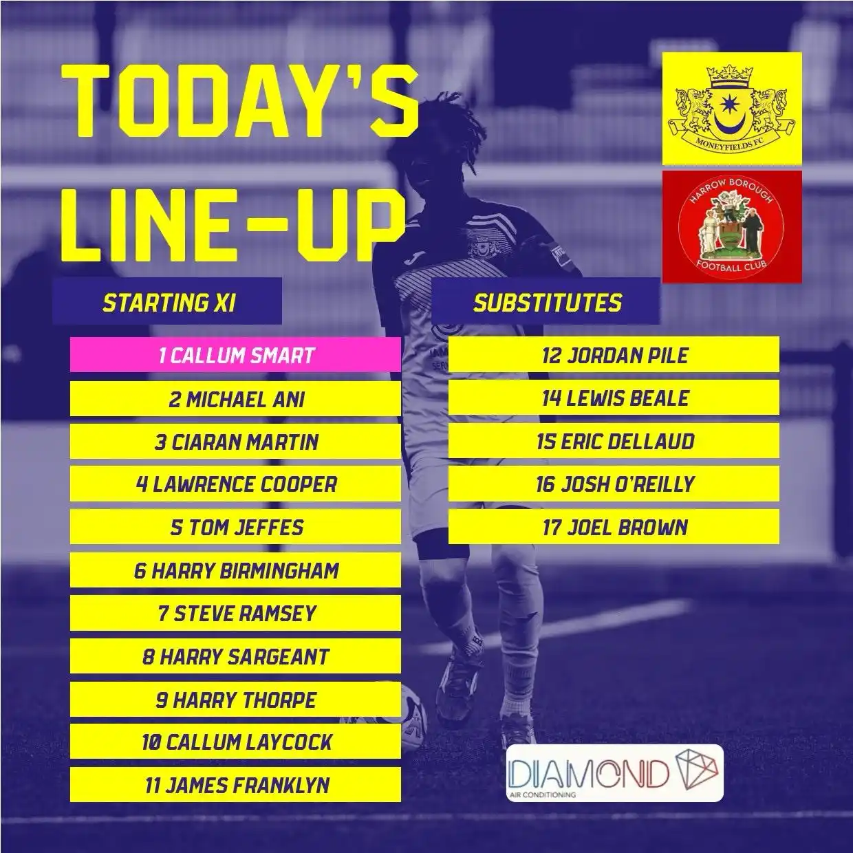 Image from Moneyfields FC: 🔢 Just the 1️⃣ change from our last league game this afternoon, as Bi...