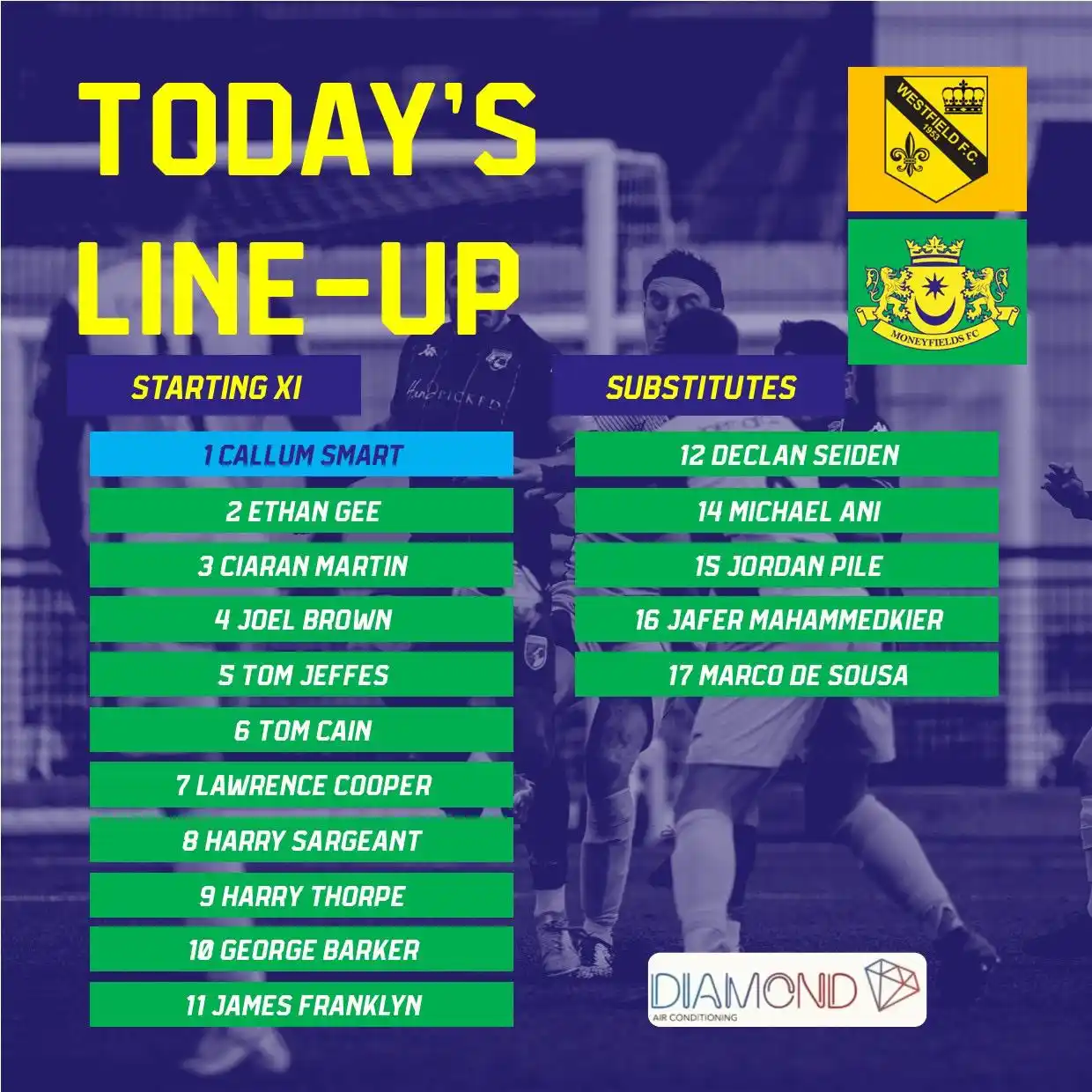 Image from Moneyfields FC: 🔢 | This afternoon’s lineup! 3️⃣ changes from our last league outi...