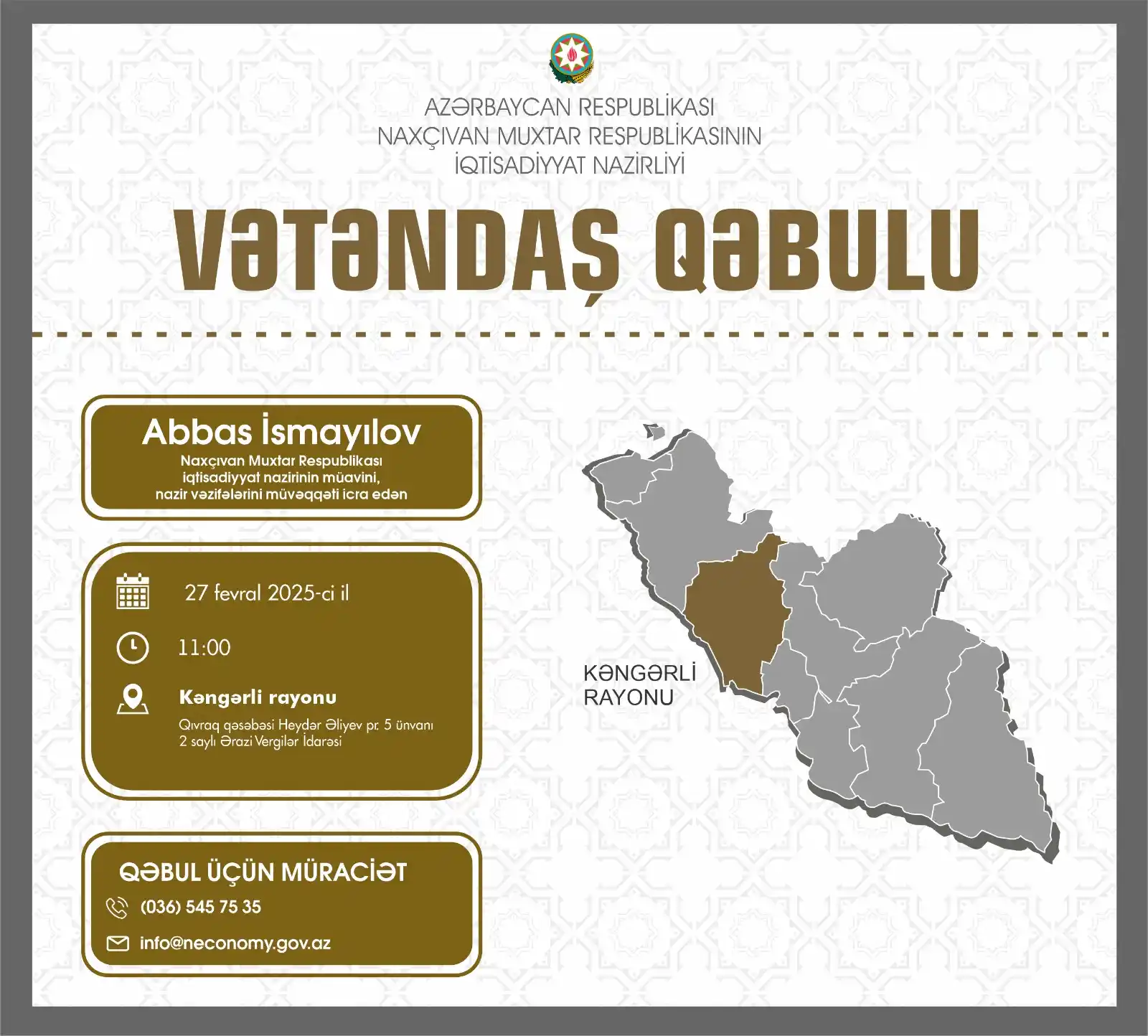 Naxçıvan Muxtar Respublikasının İqtisadiyyat Nazirliyi post