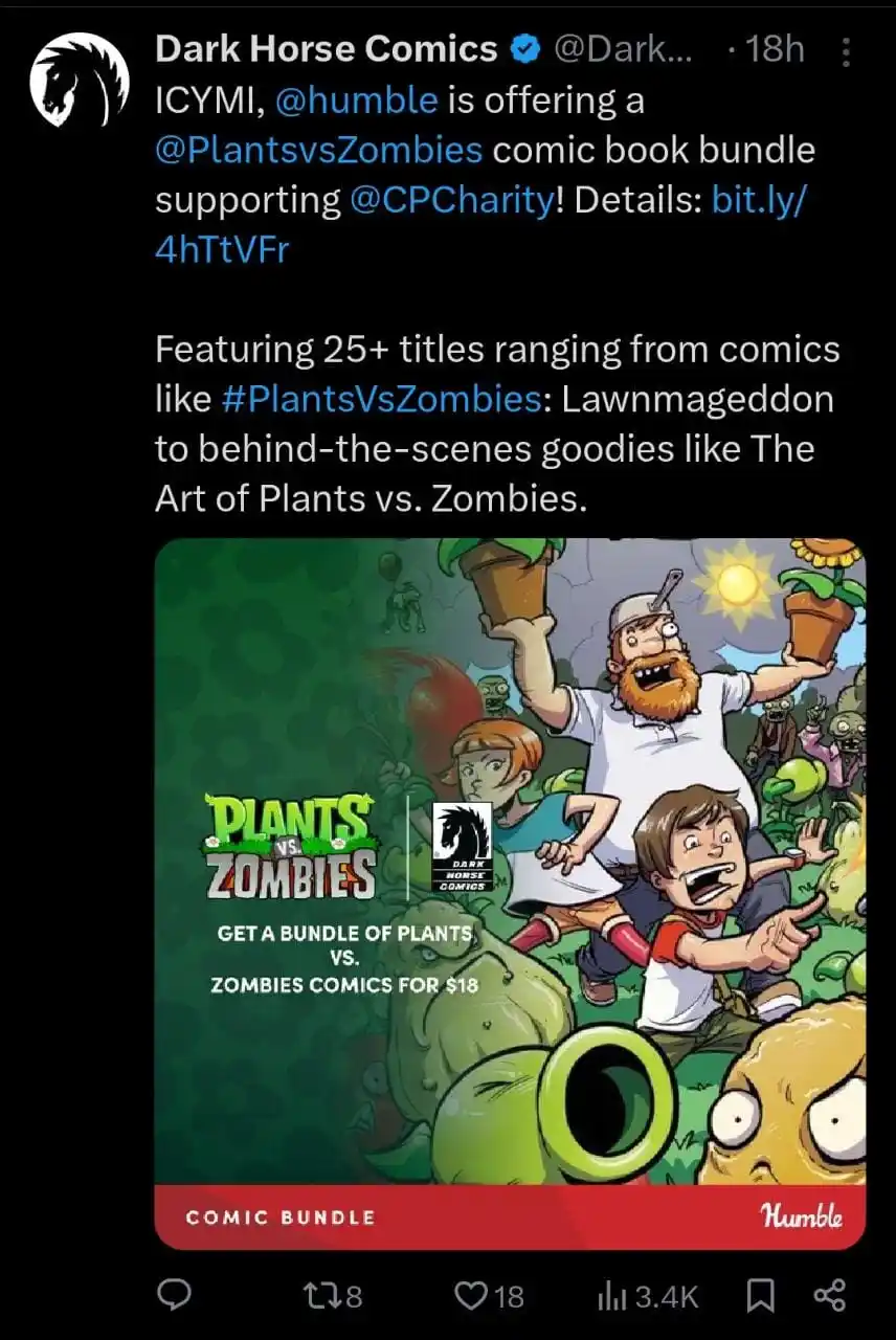 Image from > New PvZ, Games Newz 2🌱🌻🆚🧟🪂: https://x.com/DarkHorseComics/status/1892650489973457263?t=dfgRGVfJ2Vi...