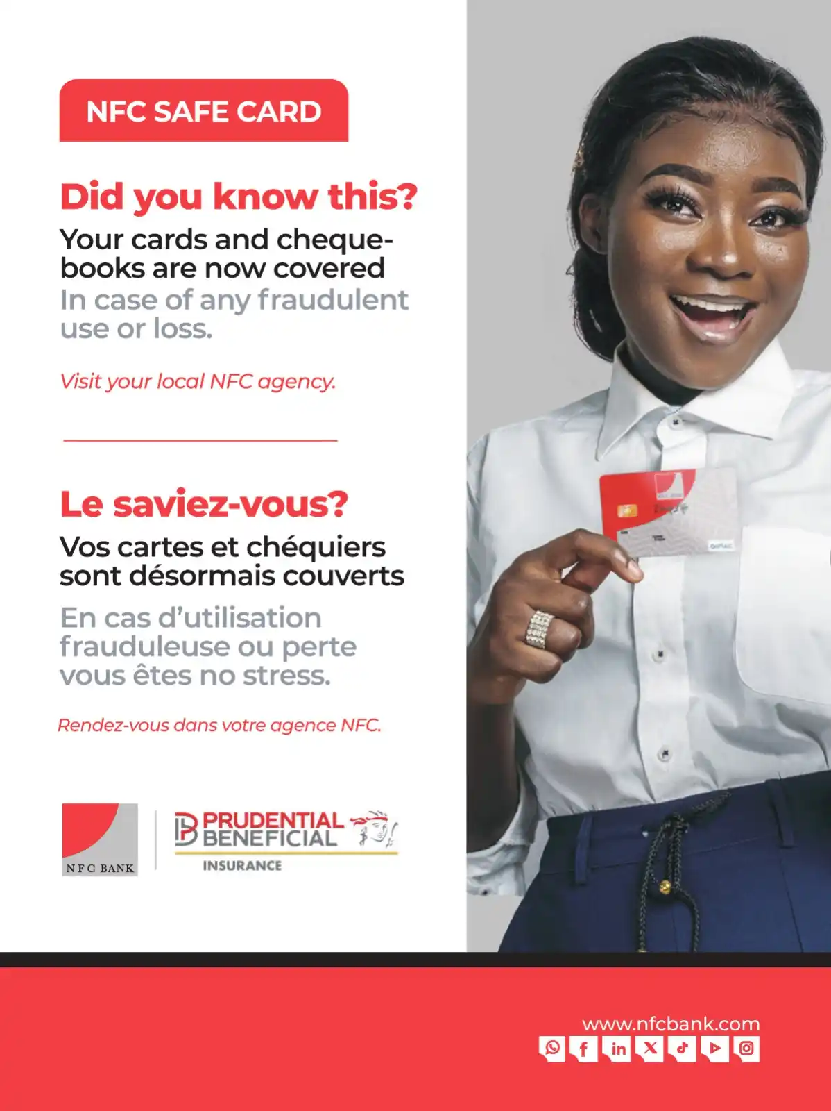 Image from NFC Bank: 🚨 Perte ou utilisation frauduleuse de votre carte ou chéquier ? 🚨 N...