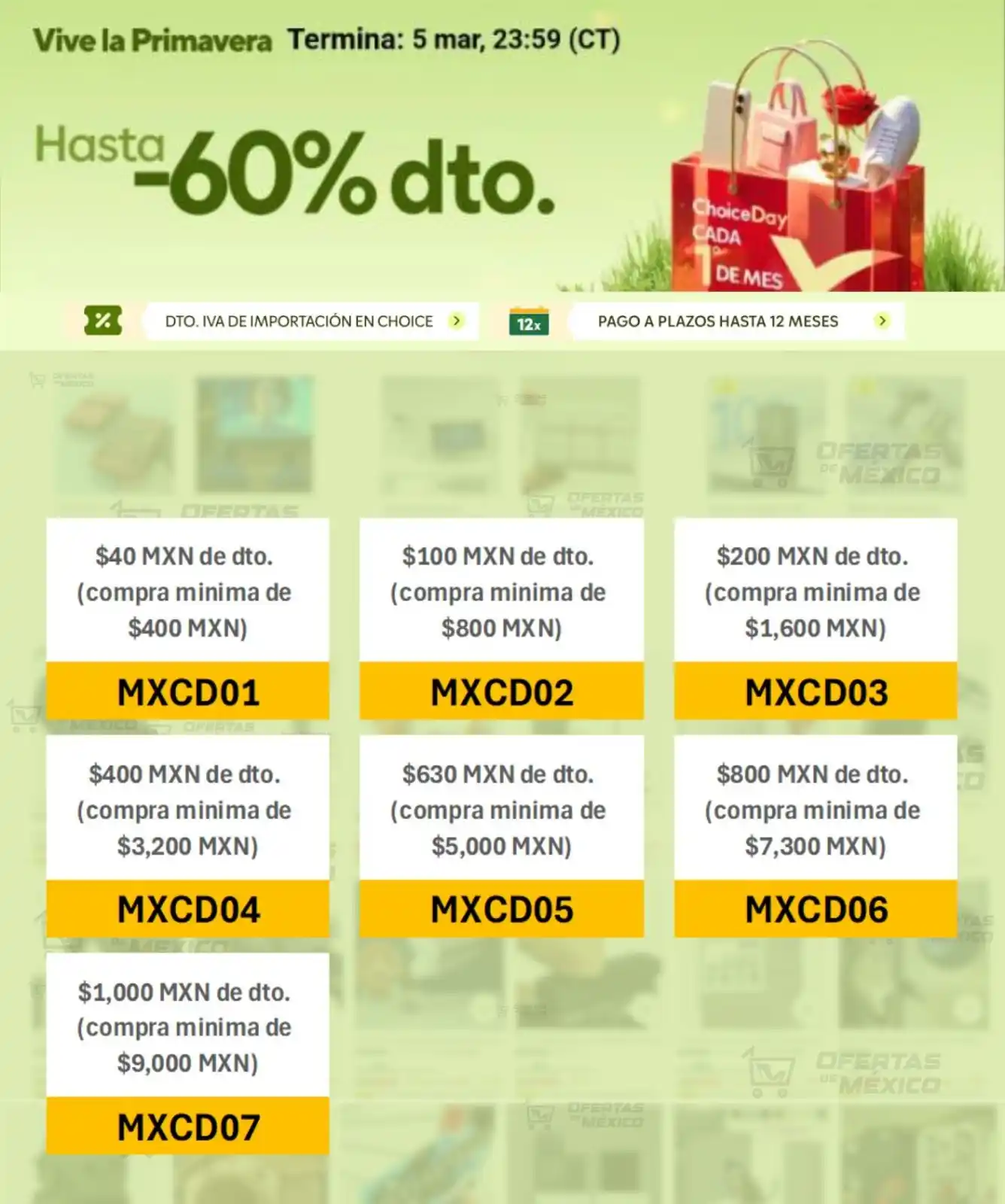 Image from Ofertas de México 🛒: ⚡️💥 NUEVOS CUPONES ALIEXPRESS 💥⚡️ 🔥¡PROMO VIVE LA PRIMAVERA! Aprov...