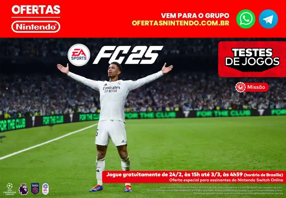 Image from Ofertas Nintendo BR🇧🇷: *EA Sports FC 25 disponível no "Testes de Jogos" para assinantes do Ni...