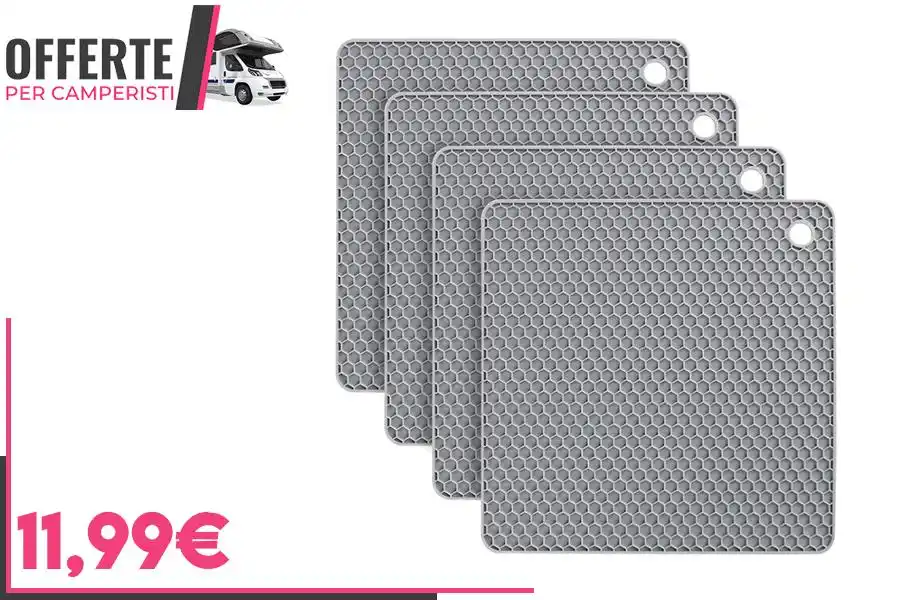 Image from OFFERTE per CAMPERISTI: *Sottopentola in silicone 4 in 1, 4 PEZZI* _Usali come sottopentola, ...