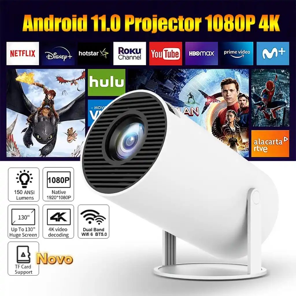 Image from Promo é Bom: Projetor 4K HD 150 Polegadas Celular, Tv B0x, Xbox, PS, Pc, Wifi HY300...