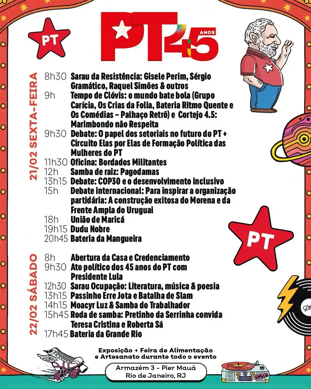 Image from PT - Partido dos Trabalhadores: 🎶 Samba, tradição, resistência e debates na comemoração dos 45 anos d...