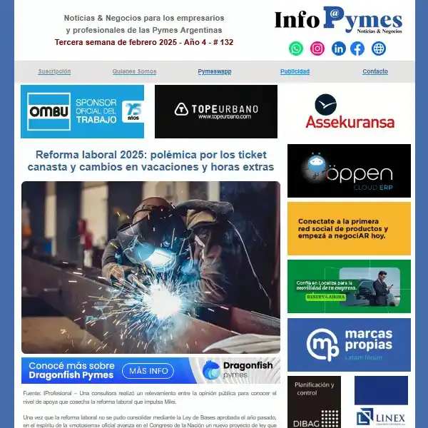 Image from Pymeswapp by Info Pymes 🇦🇷: 📊 *Ya está disponible Info Pymes # 132 – Año 4, 3ª semana de febrero*...