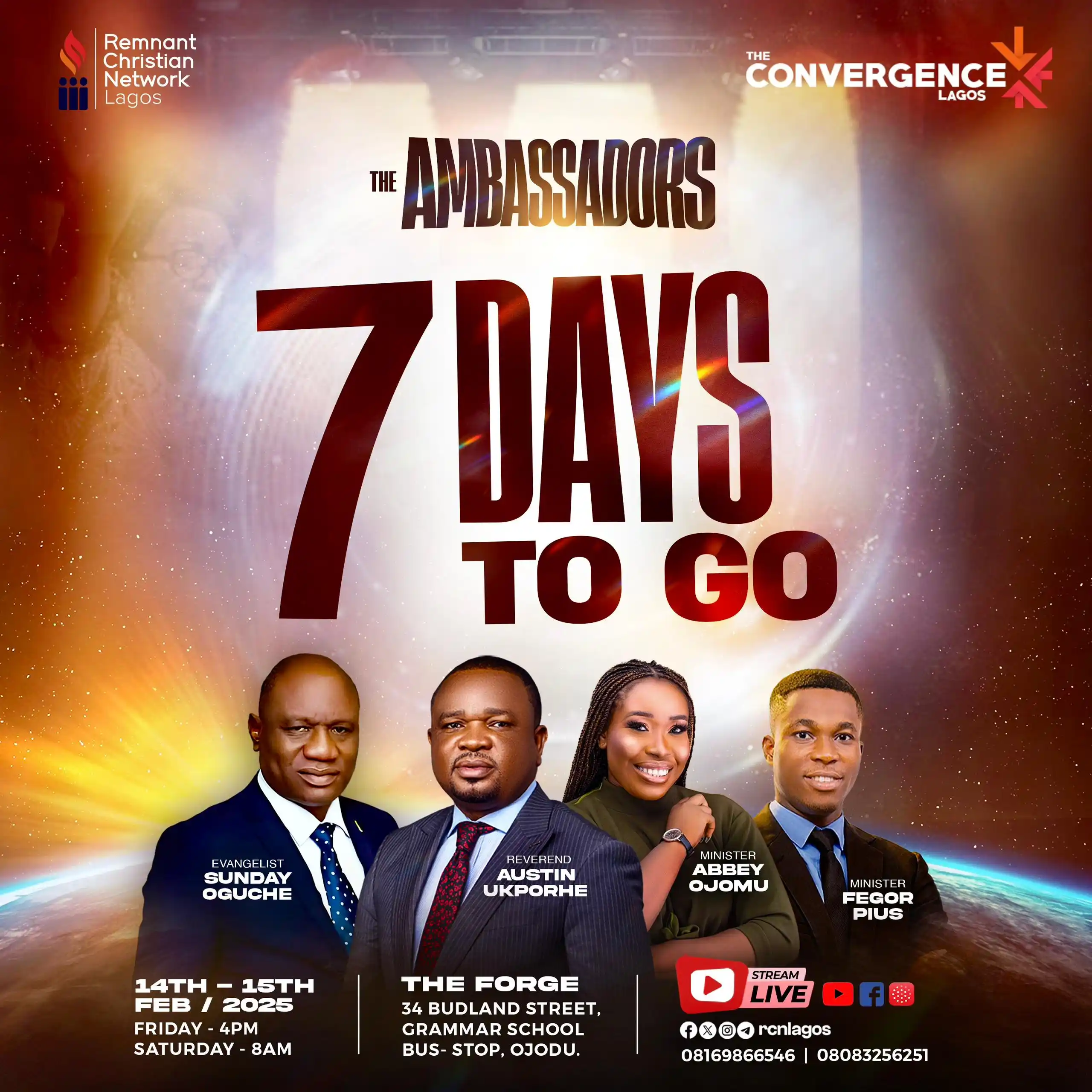 Image from RCNLagos: 🔥THE COUNTDOWN IS ON!🔥 In just 7 days, THE AMBASSADORS will gather ...