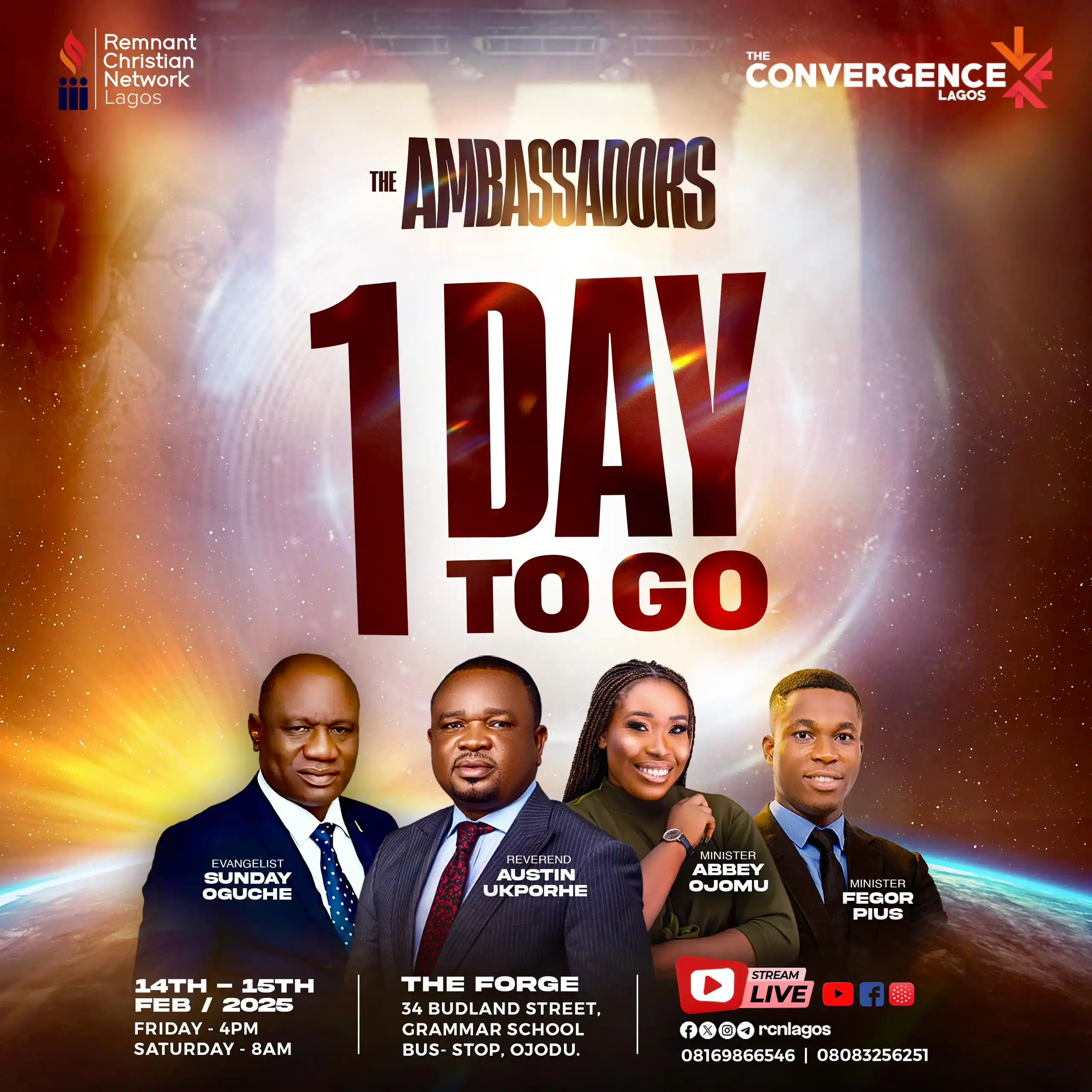 Image from RCNLagos: 1 Day to Go!!!  Tomorrow, we gather, receive, and are sent forth!  The...