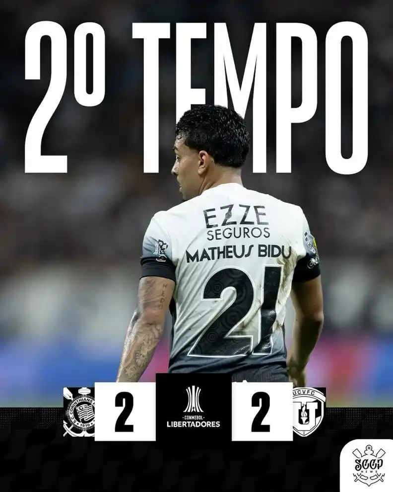 Image from SCCP News | Corinthians: ⚫️⚪️ | COMEÇA O SEGUNDO TEMPO! 🥅 | Corinthians 2x2 Universidad Centr...