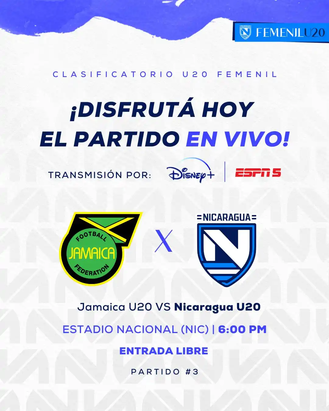 Image from Selección Nacional de Nicaragua 🇳🇮: 🚨 𝗧𝗥𝗔𝗡𝗦𝗠𝗜𝗦𝗜𝗢́𝗡 𝗘𝗡 𝗩𝗜𝗩𝗢 🎥⚽🇳🇮 El último partido de...