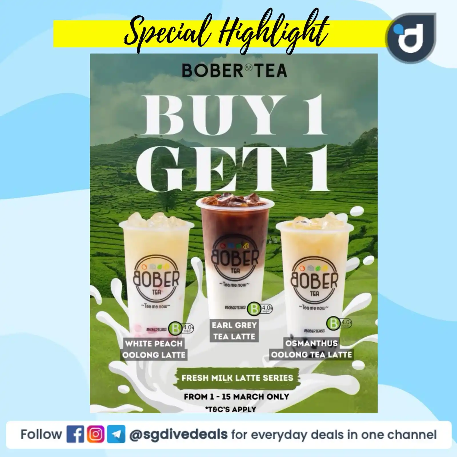 Image from SG All Deals & Promos: *HIGHLIGHT* ⭐️ Bober Tea: 1-FOR-1 Fresh Milk Latte div.sg/QeaG6C ⭐️ Ni...