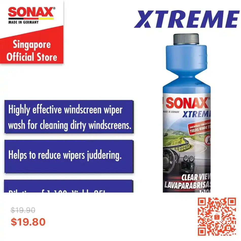 Image from SgShopeeDeal: Sonax Xtreme Clearview Wiper Wash 1:100 Concentrate 250ml 1% OFF! $1...