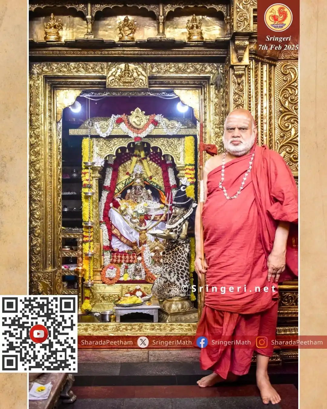 Image from Shishyavrunda of Sri Sringeri Sharada Peetham : Sri Sharadamba was decorated in Sri Annapoorna Alankara and the Mahama...