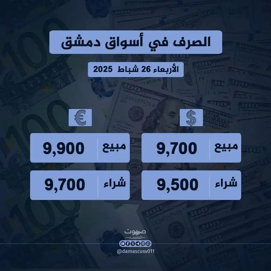 Image from صوت العاصمة: نشرة أسعار العملات الأجنبية في أسواق دمشق <a class="text-blue-500 hov...