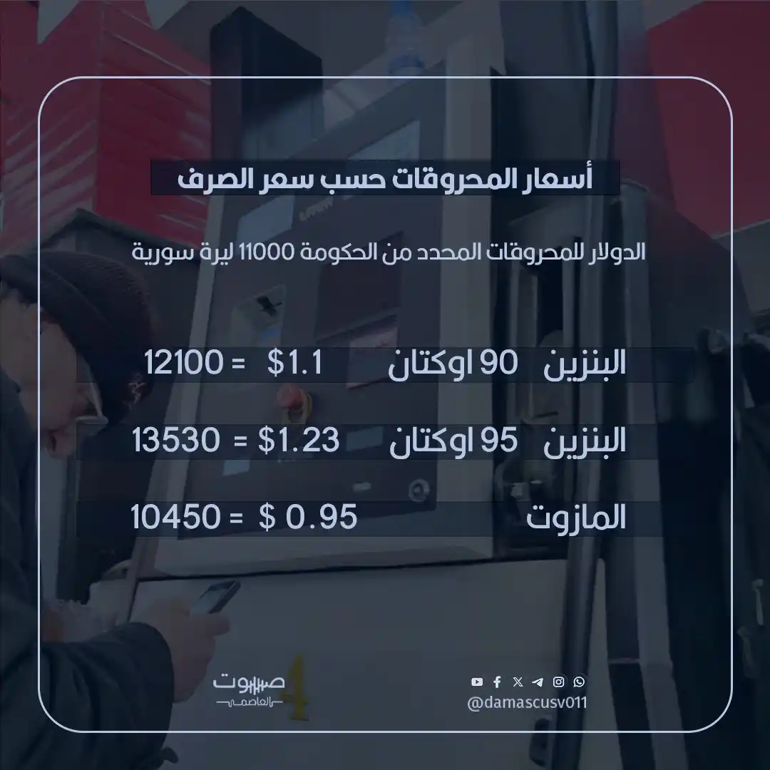 Image from صوت العاصمة: أسعار المحروقات في دمشق بحسب النشرة الرسمية <a class="text-blue-500 h...
