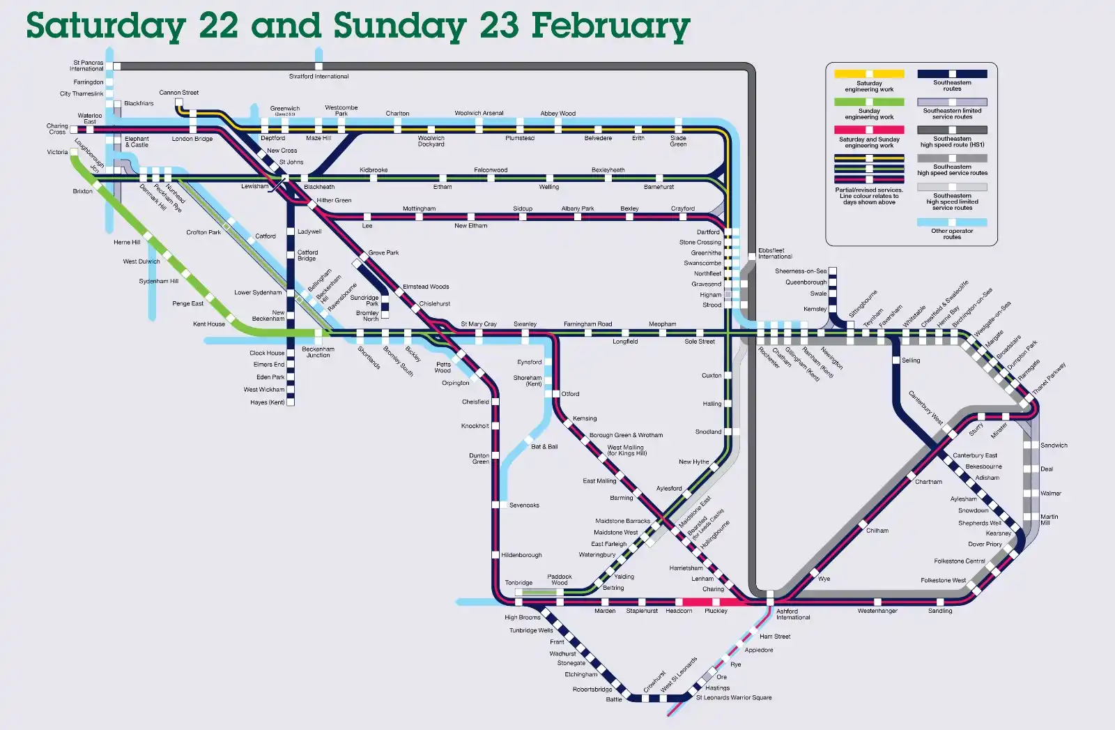 Image from Southeastern Railway: 🚧👷 Engineering work today, Sun 23 February Buses replace trains via...