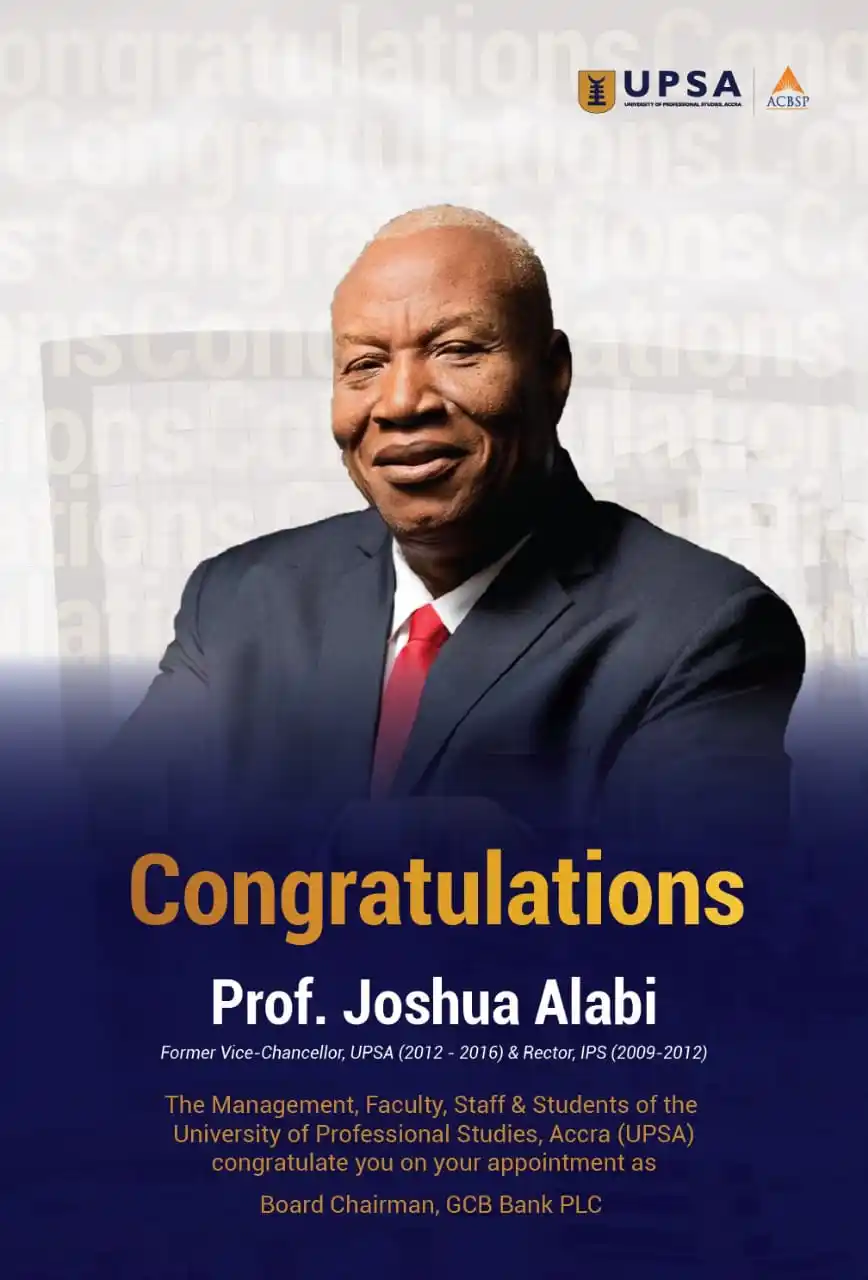 Image from Student Times - UPSA: Congratulations, Professor Joshua Alabi, former Vice-Chancellor of UPS...