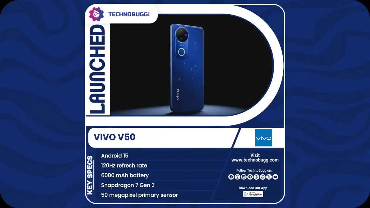 Image from TechnoBugg: Vivo V50 Goes Official In India Read more :https://www.technobugg.com...