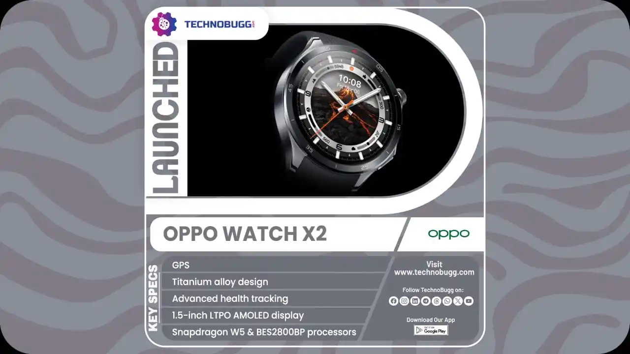Image from TechnoBugg: Oppo Watch X2 Unveiled Read more : https://www.technobugg.com/oppo-wa...