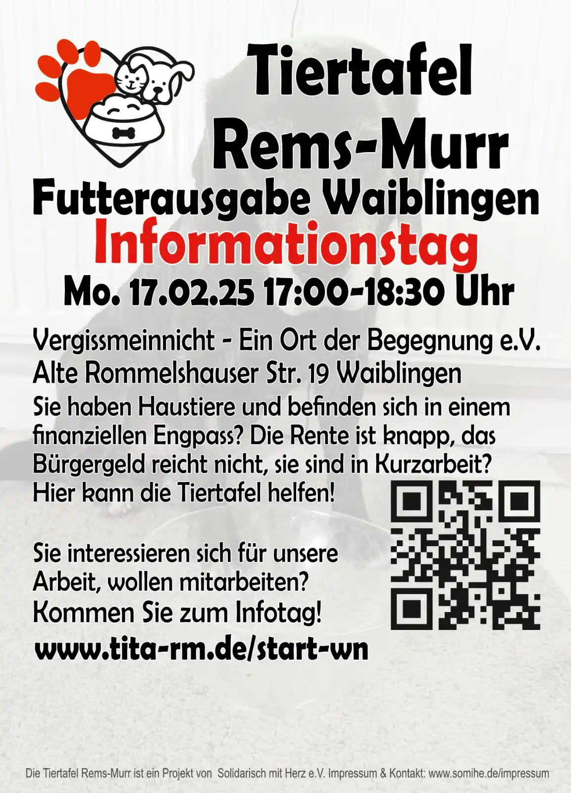 Image from Tiertafel Rems-Murr: Anmeldung + Infotag in Waiblingen: Liebe Tiertafelfreunde, wir öffnen ...