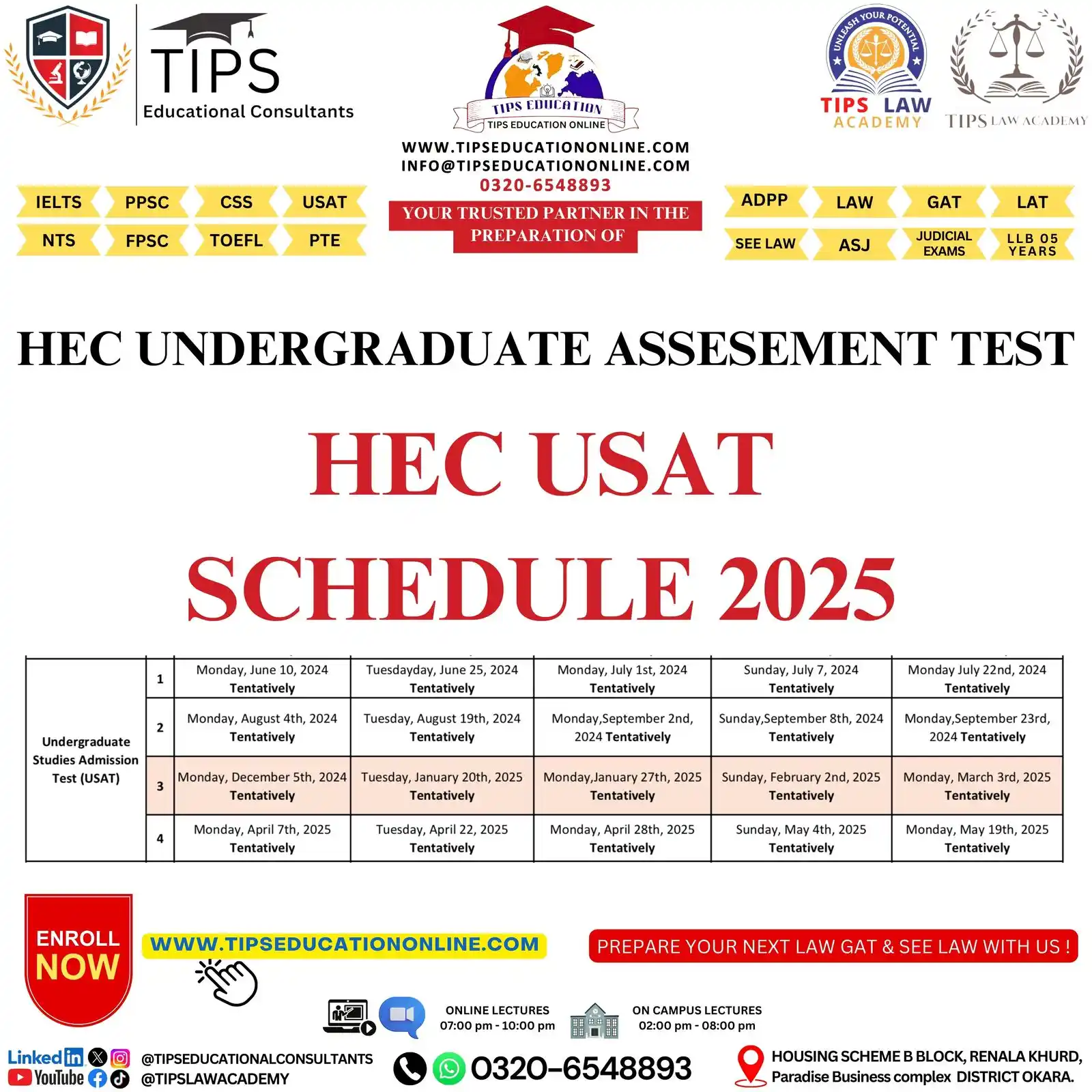 Image from TIPS LAW ACADEMY AND EDUCATIONAL CONSULTANTS: 🎯 Ace Your HEC USAT 2025 with TIPS Education Online! Are you prepari...