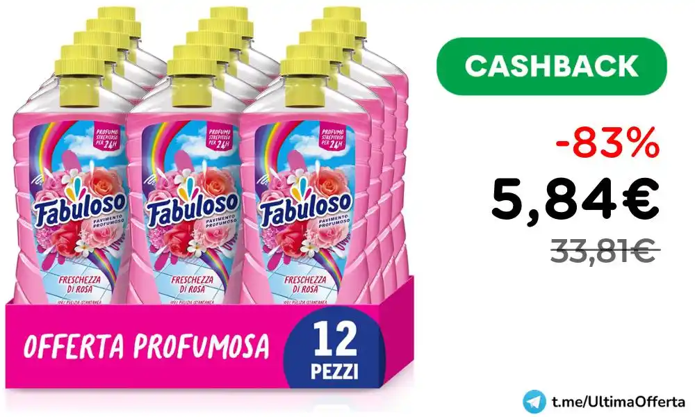 Image from ‼️ULTIMA OFFERTA💰 - Offerte, Codici Sconto ed Errori di Prezzo: *🚨 VELOCI! SCORTA ASSURDA FABULOSO CON CASHBACK!!!* 🧼 *Fabuloso Dete...