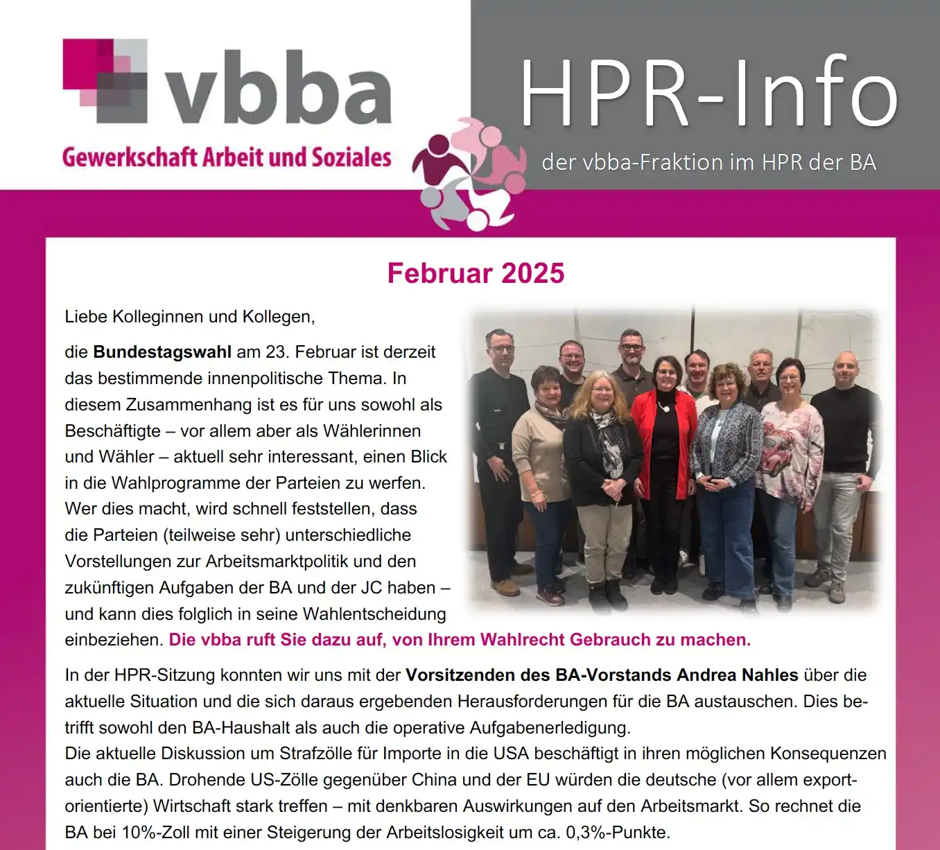 Image from vbba: *HPR-Info Februar 2025* Aktuelle Informationen und Einschätzungen der...