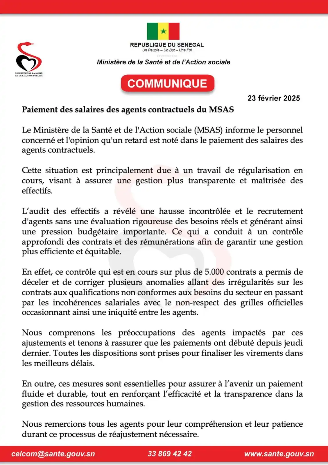 Image from Vie Publique SN 🇸🇳: Le Ministère de la Santé et de l'Action sociale (MSAS) informe le pers...
