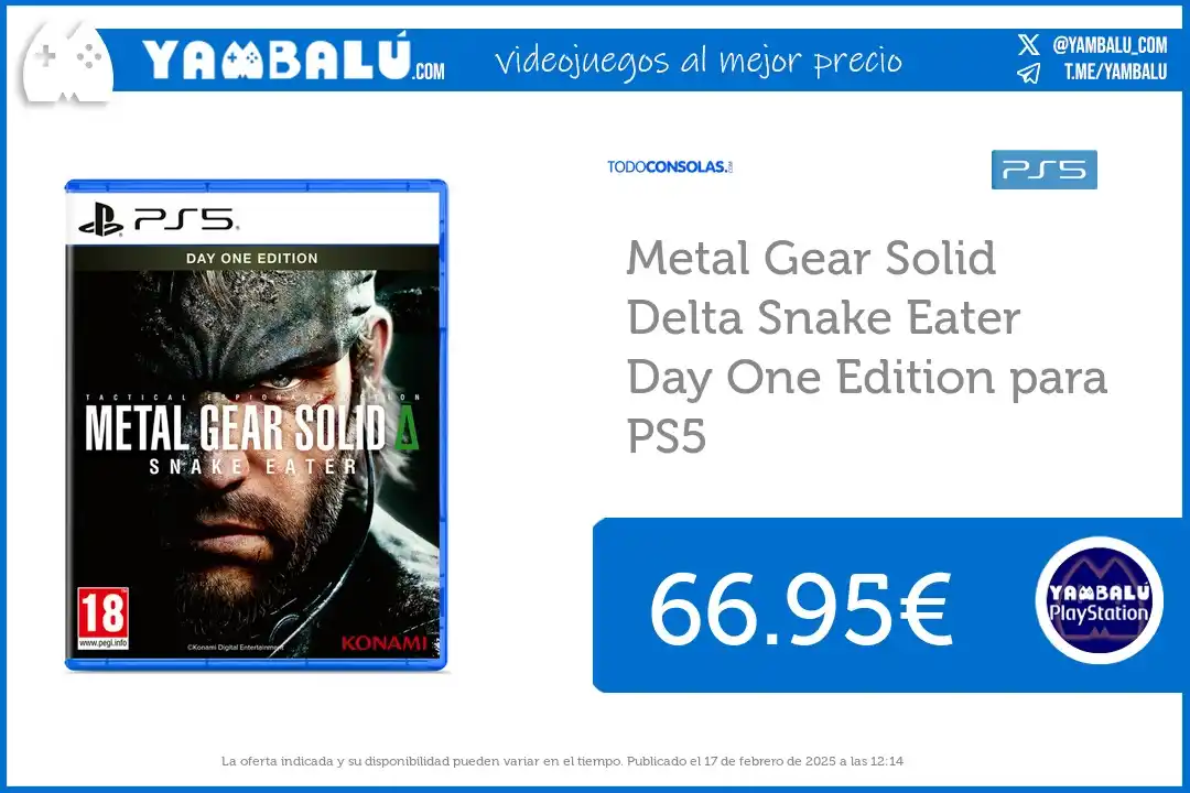 Image from Yambalú PlayStation - Ofertas de videojuegos para Playstation 5, PlayStation 4: Oferta para PS5: *Metal Gear Solid Delta Snake Eater Day One Edition* ...