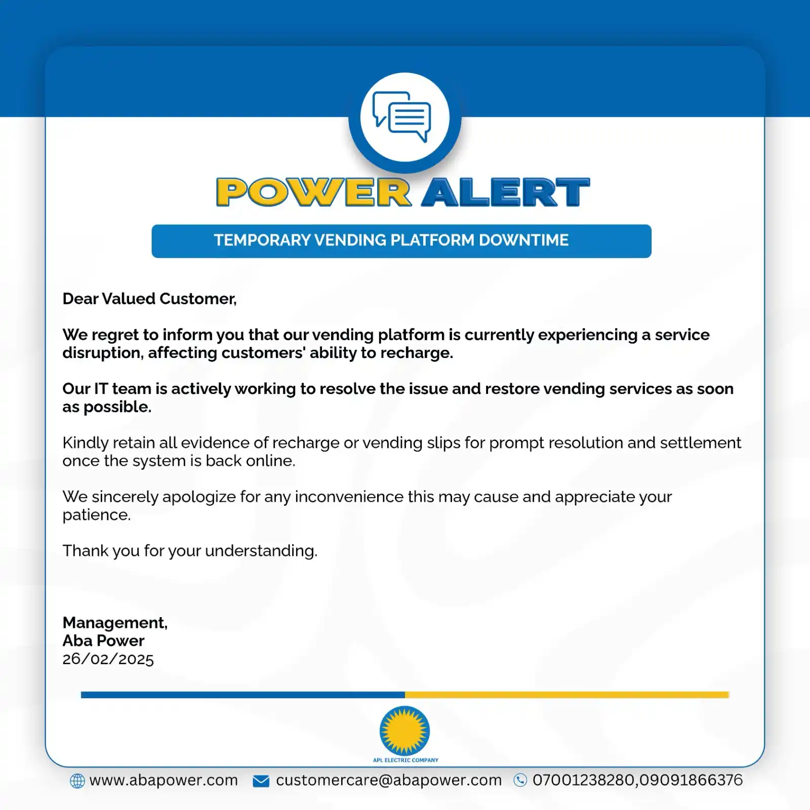 Aba Power post