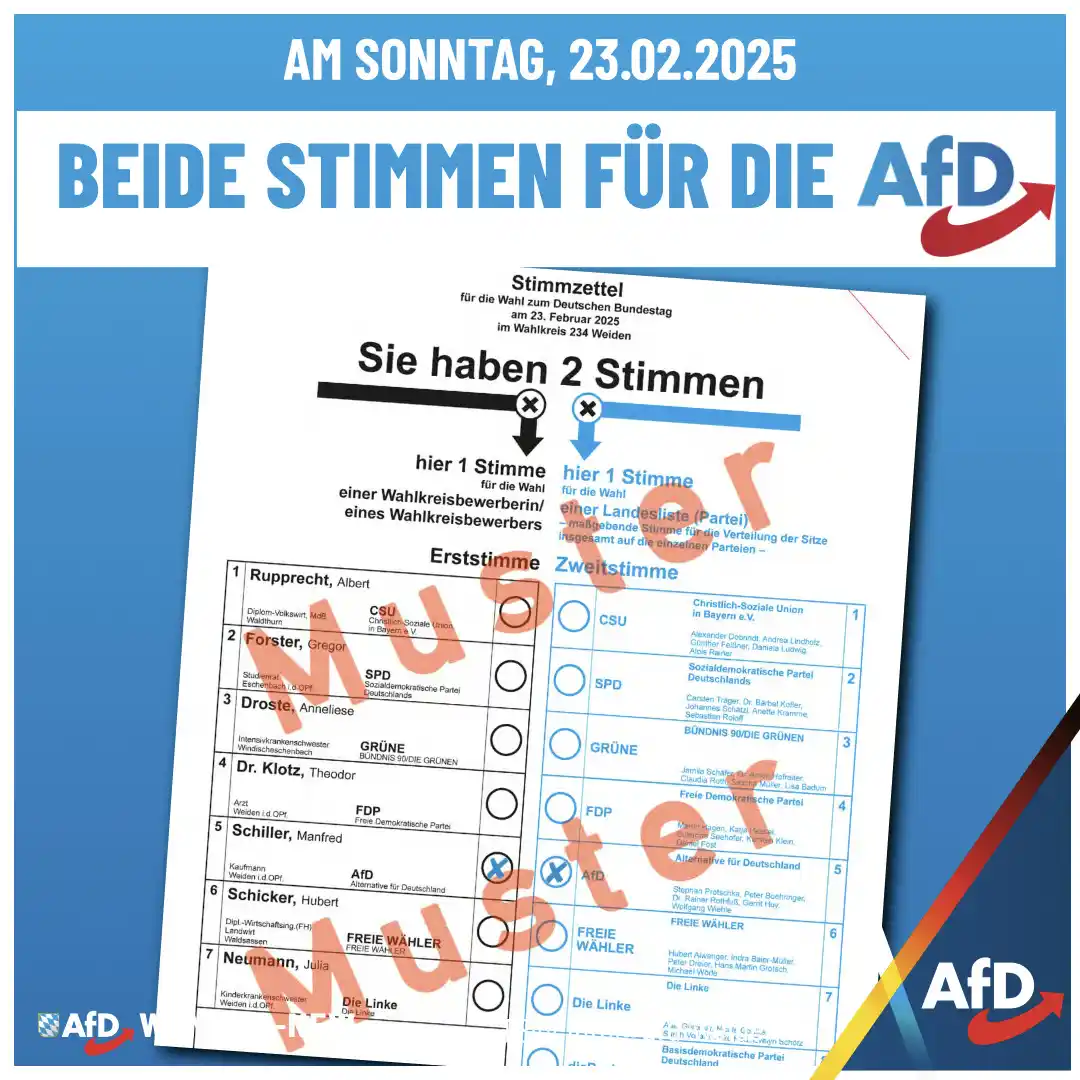 Image from AfD Weiden-Neustadt-Tirschenreuth: 🇩🇪 Es ist Zeit für Deutschland – Am 23. Februar mit beiden Stimmen A...