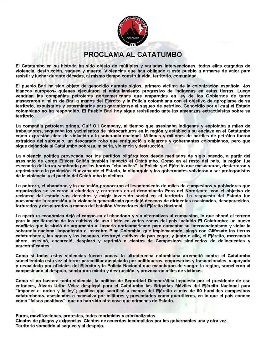 Image from CamiloFGNO: PROCLAMA AL CATATUMBO El Catatumbo en su historia ha sido objeto de m...
