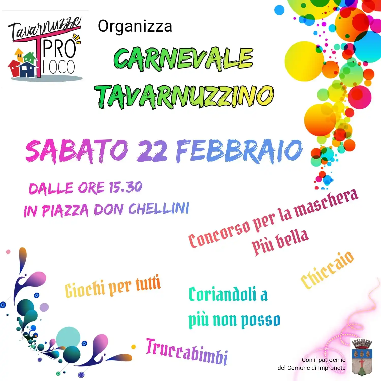 Image from Comune di Impruneta: 🎭 Festa di Carnevale a Tavarnuzze – Piazza Don Chellini 🎭 📅 Sabato...