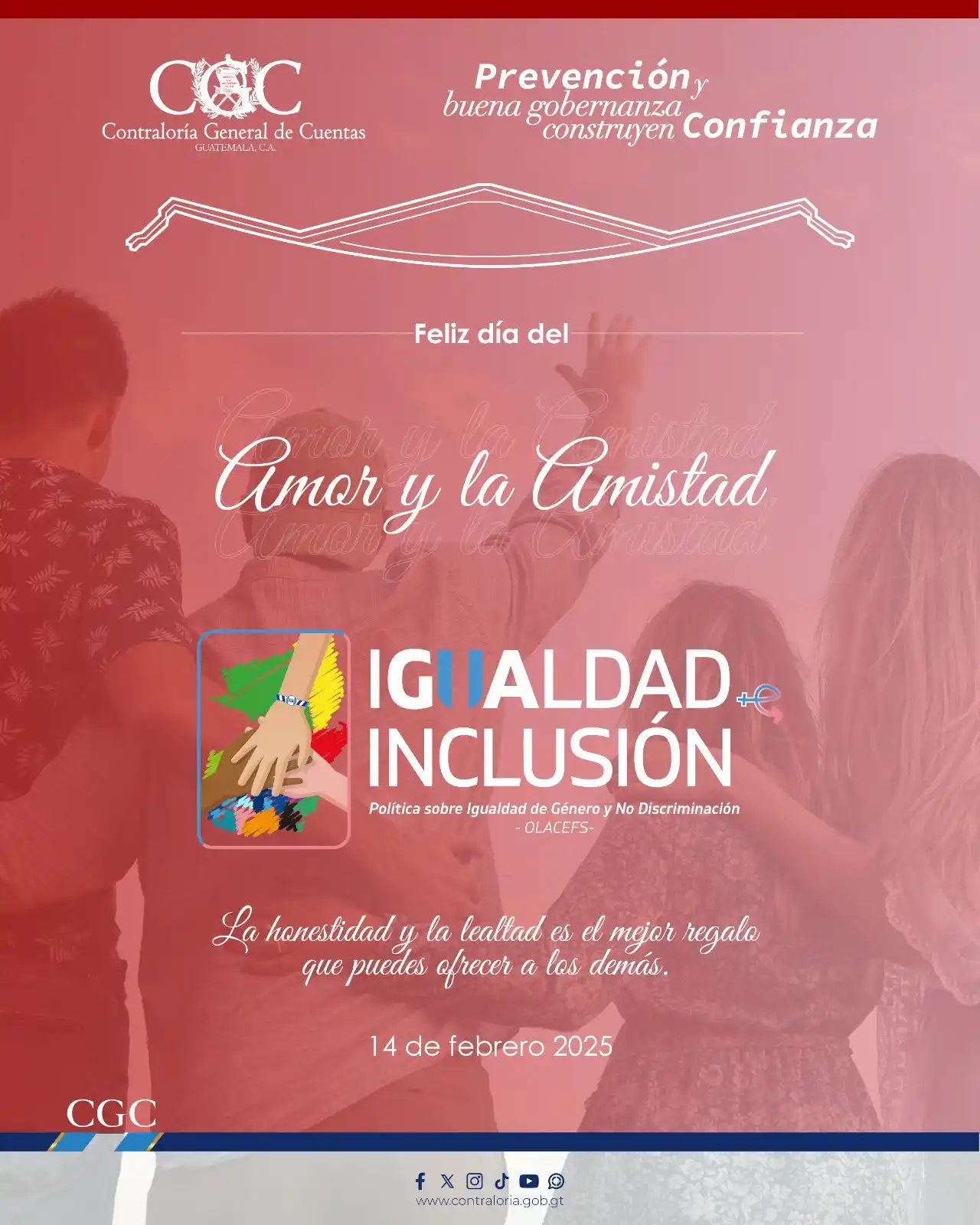 Image from Contraloría General de Cuentas GT 🇬🇹: Feliz día del Amor y la Amistad les desea la Comisión de Igualdad e In...