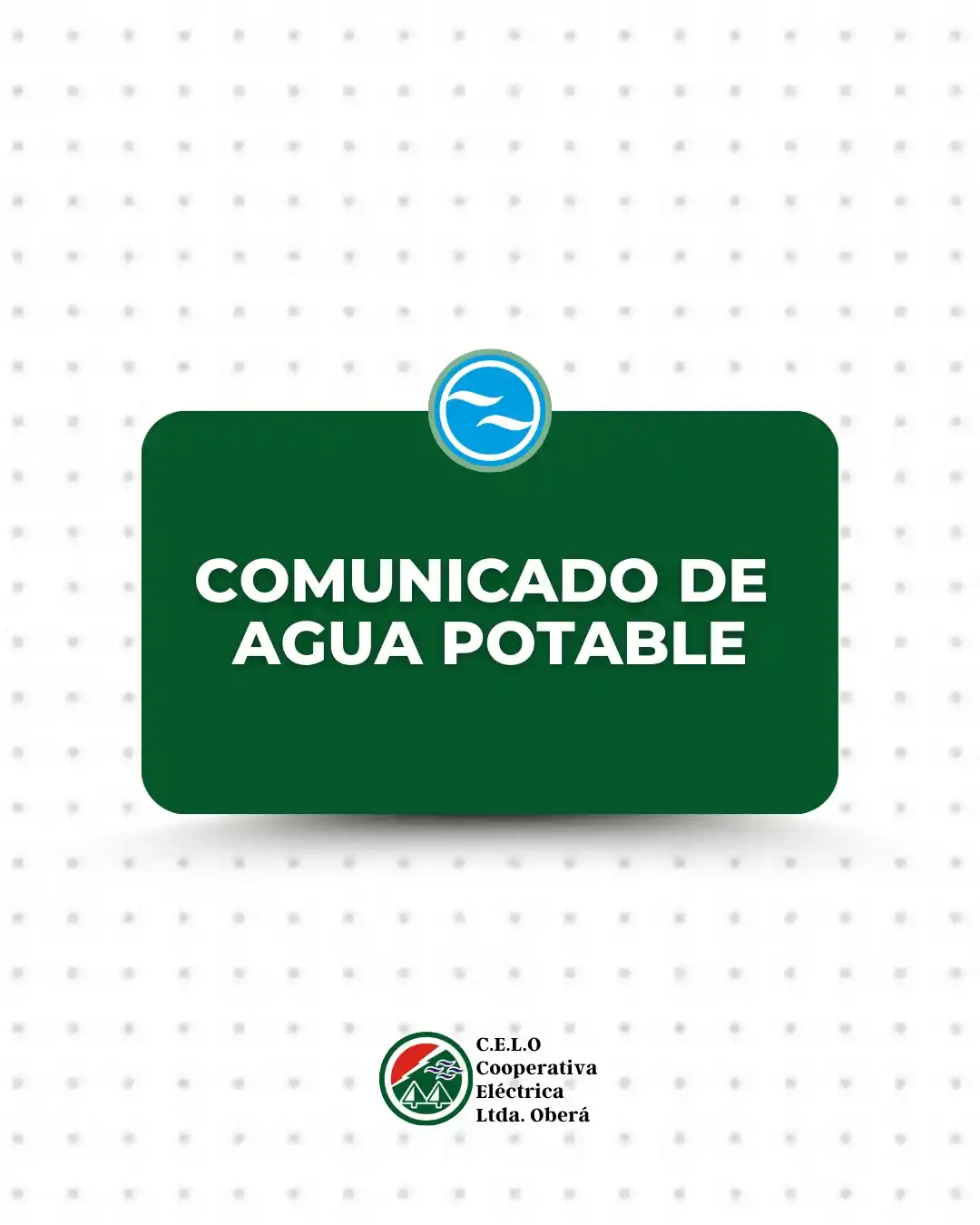 Image from Cooperativa Eléctrica Ltda. Oberá CELO: Corte total del servicio de agua potable 🚱💧 Debido a los inconveni...