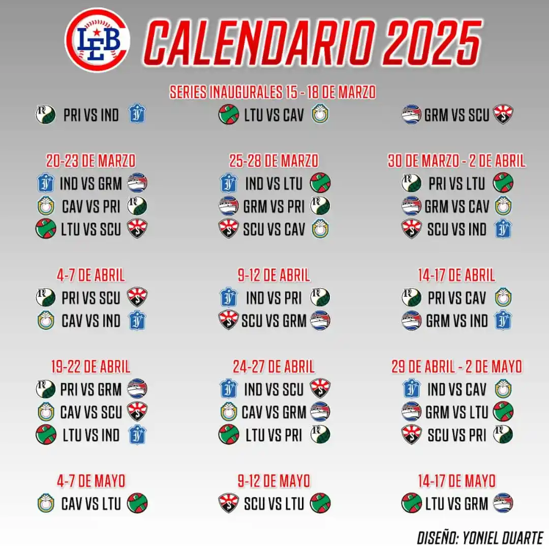 Image from 🇨🇺 Círculo de Espera ⚾🏐🏀⚽: ‼ Calendario oficial de la 🇨🇺 Liga Élite del Béisbol Cubano 2025. �...