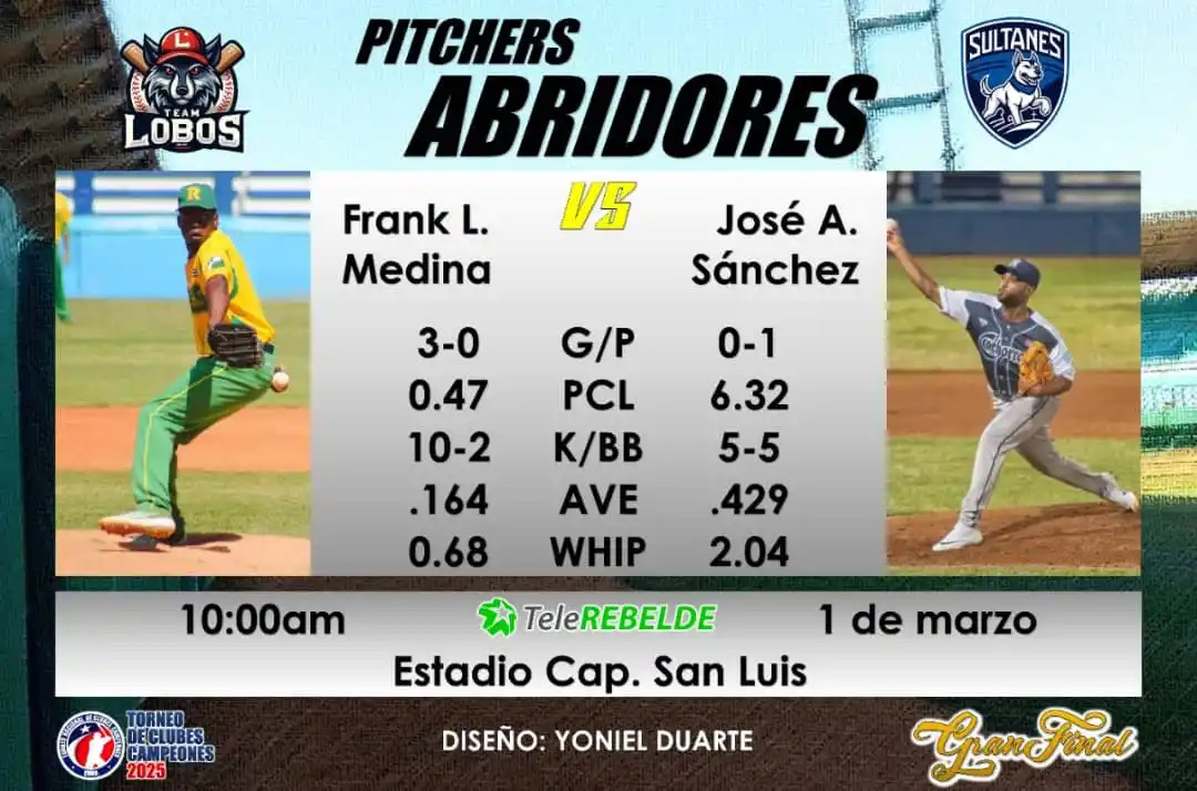 Image from 🇨🇺 Círculo de Espera ⚾🏐🏀⚽: ⚾️ Abridores para el primer partido de la Gran Final entre los 🐺 Lobo...